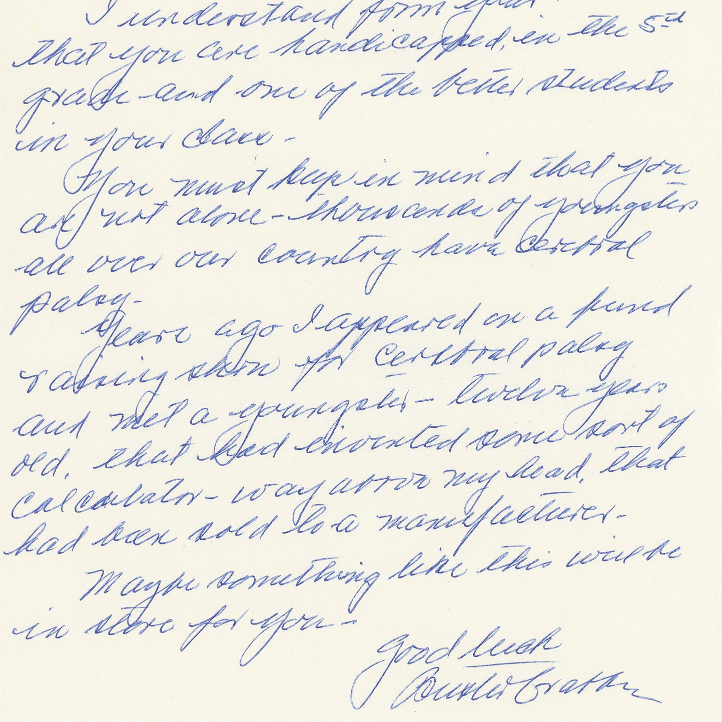 Buster Crabbe Writes a Heartfelt Letter to a Youngster with Cerebral Palsy