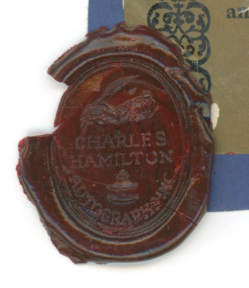 Pioneer Autograph Dealer Charles Hamilton's Original Red Wax Authentication Seal